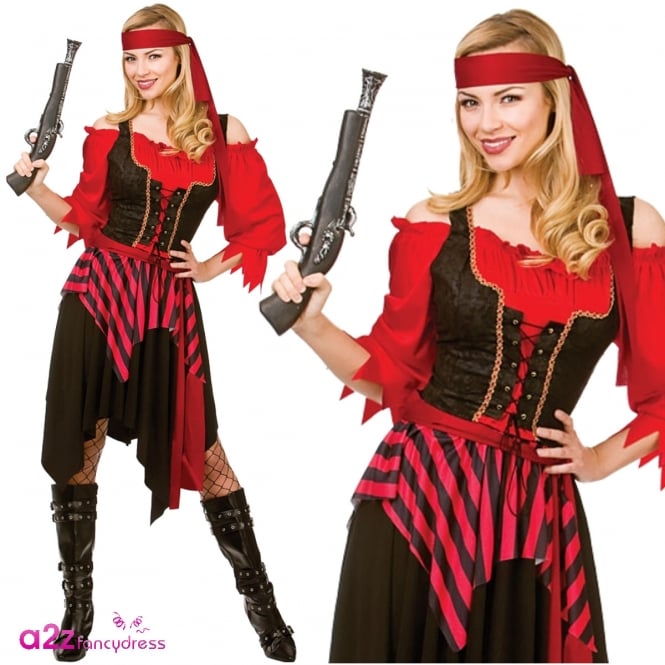 Shipwrecked Pirate Ladies Fancy Dress Costume